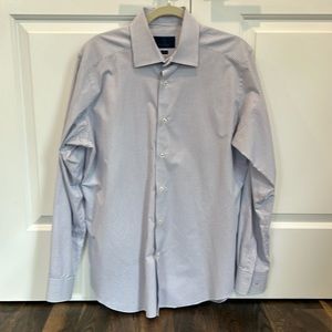 David Donahue Men’s Slim Fit 100% Cotton Micro Purple Check Shirt 16.5x34/35